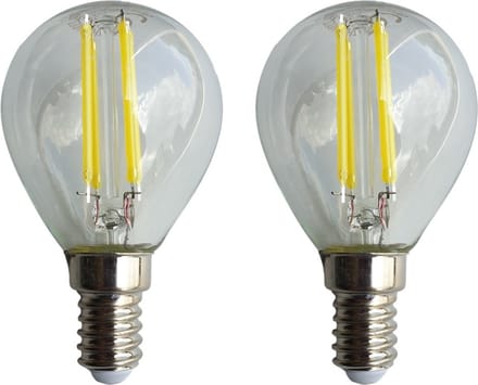 E14 kogellamp G45 2 stuks | LED 4W=40W gloeilamp | daglichtwit filament 6500K | 230V