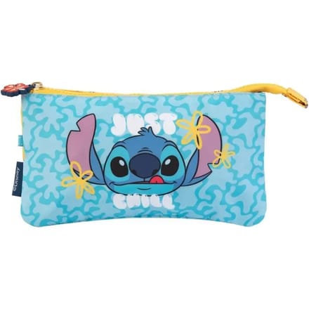 Disney, Etui 3 Vakken Tropical Stitch van Duurzaam Polyester, Turquoise