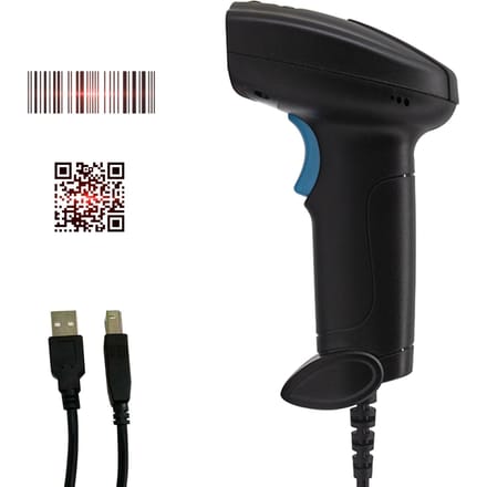 Scanner de codes-barres 1D 2D portable, lecteur de codes-barres sans fil USB, déclencheur manuel/balayage continu automatique U-2 noir