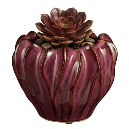 Mica Decorations Planten / bloempot Thom - bordeaux rood - keramiek - 15 x 19 cm