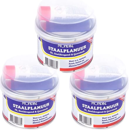 MONDIAL Staalplamuur 240GR + 10GR verharder - 3 stuks