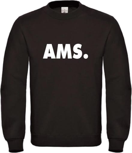 Sweater zwart S AMS. witte opdruk - soBAD. | Amsterdam | Unisex | Sweater heren | Sweater Dames