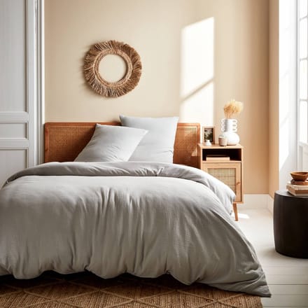 sweeek - 2-persoons lichtgrijs katoenen bedlinnenset - alix