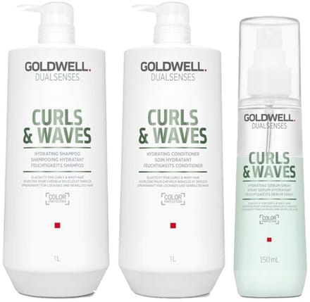Goldwell Dualsenses Curls & Waves Hydrating Shampoo 1000ml + Conditioner 1000ml + Serum Spray 150ml