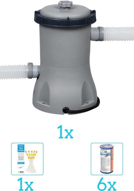 Bestway Flowclear - 2006L/530gal Filter Pomp inclusief Filter (6 stuks) en Testrips