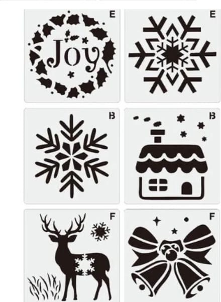 Akyol Tekensjablonen Kerst - 6 stuks voor creativiteit en feestdagen - Makkelijk