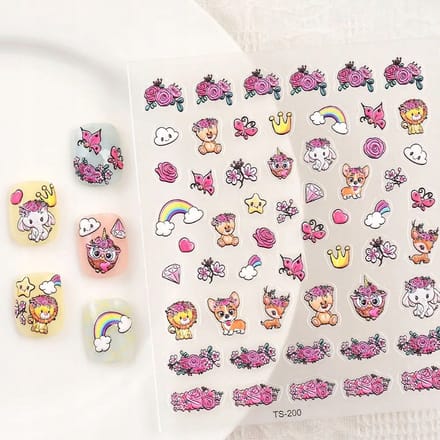 Frezarkowo - 3D Nagelstickers - Kreskówki - Zelfklevend - 9,5 x 8 cm