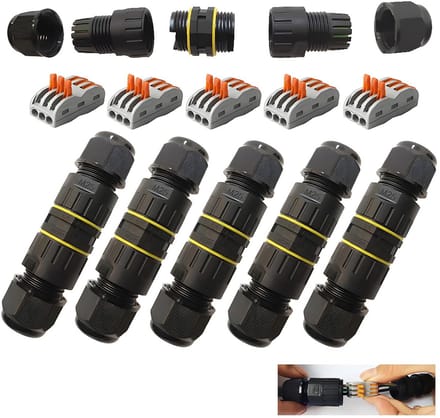 Waterdichte Elektriciteitskabel Verbinders IP68 - 3-weg M25 Schroefdraad Koppeling (5 Stuks)