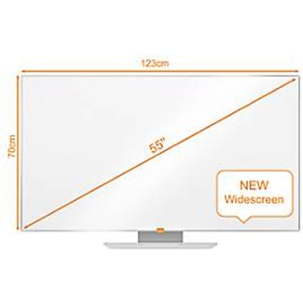 Whiteboard Widescreen nobo - aluminium frame - geëmailleerd - B 1220 x H 690 mm - met opbergbak