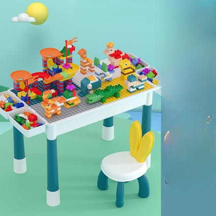 Jeu de grosses particules, jouet multifonctionnel, table de construction, puzzle d'éducation précoce, assemblage, compatible enfants et bébés 35*28*18cm white