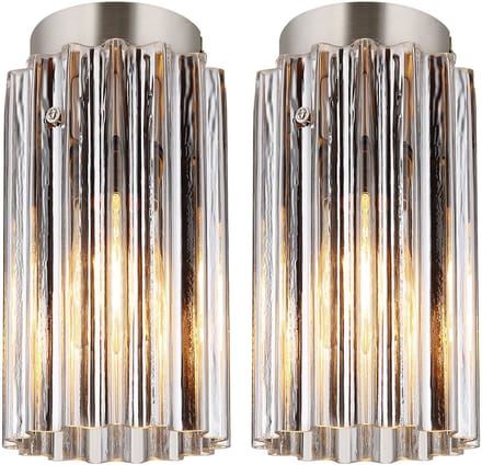 Plafondlamp Woonkamerlamp Metaal nikkel mat glas 1-vlam