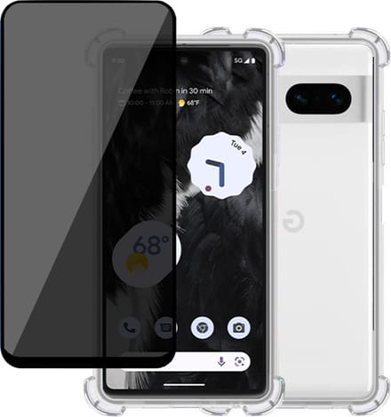 Hoesje geschikt voor Google Pixel 7 + Privé Screenprotector – Privacy Tempered Glass - Case Transparant