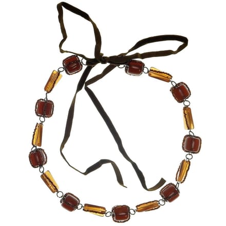 Behave - Kralen Ketting - Bruin met Strik 60 cm