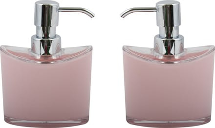 MSV Zeeppompje/dispenser Aveiro - 2x - PS kunststof - lichtroze/zilver - 11 x 14 cm - 260 ml
