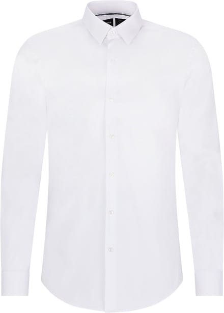 BOSS P-ray-s slim fit overhemd - popeline - wit - Strijkvriendelijk - Boordmaat: 41