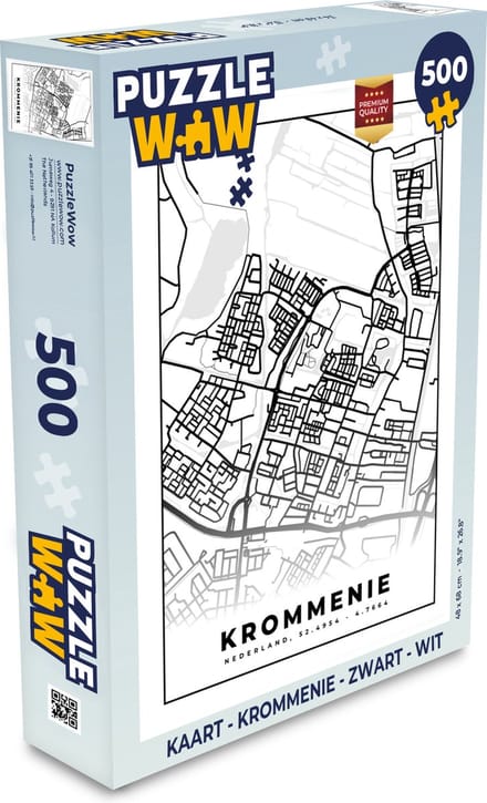 Puzzel Kaart - Krommenie - Zwart - Wit - Legpuzzel - Puzzel 500 stukjes