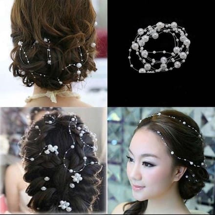 Haar Parels - Parel Haar Styling hulpstuk - haarclip - Gala en bruiloft - Pearls - 1 meter - Bruids haar - Parelkoord