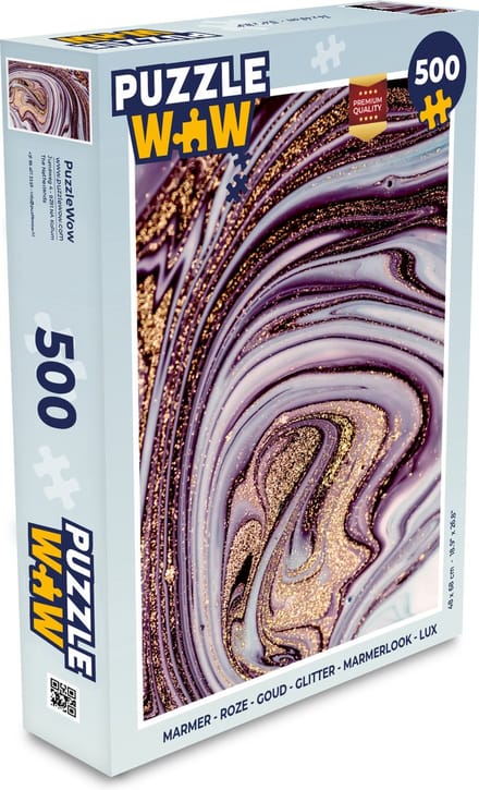 Puzzel Marmer - Roze - Goud - Glitter - Marmerlook - Luxe - Legpuzzel - Puzzel 500 stukjes