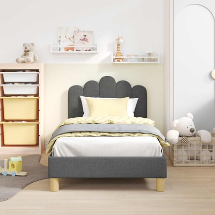 vidaXL - Kinderen - bedframe - met - hoofdboard - Donkergrijs - 80 - x - 160 - cm - Stof