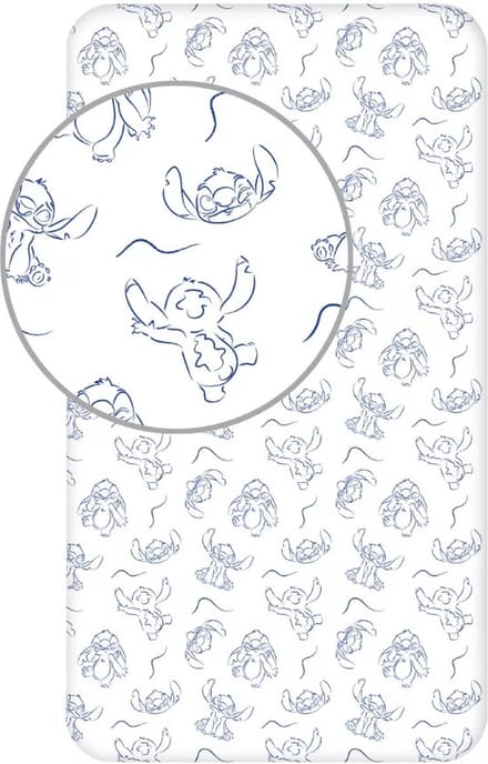 Stitch hoeslaken outlines -Eenpersoons - 90 x 200 cm