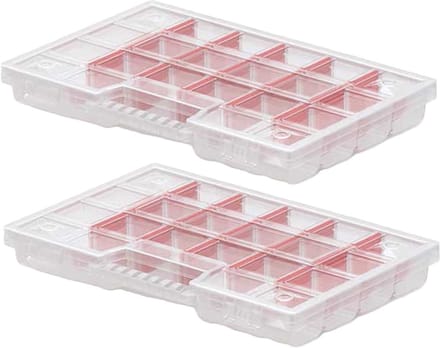 Kistenberg Sorteerbox koffer - 2x - 20 vaks - kunststof - transparant - 29 x 20 x 3.5 cm