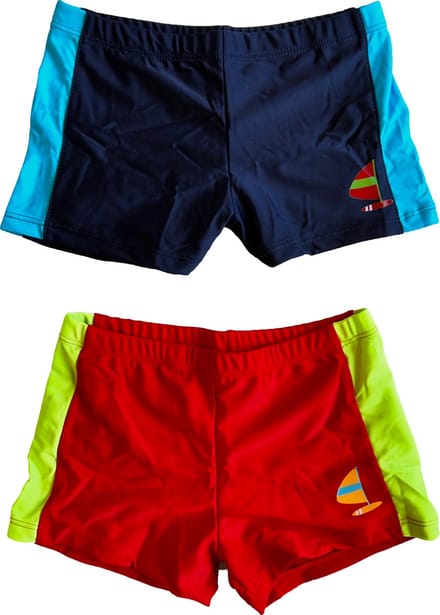 Zwembroeken kinderen donkerblauw en rood 3-4 jaar
