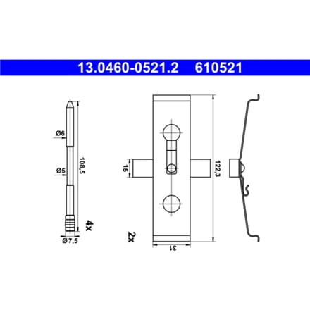 Montageset, remblokset ATE 13.0460-0521.2