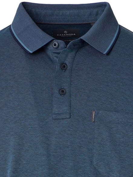 Poloshirt Met Borstzakje 3 Knoops Aqua Blauw Casa Moda - L