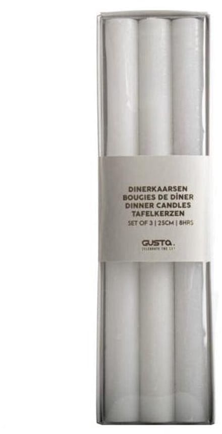Gusta Dinerkaarsen Gentle set-van-3 wit 7x2x25cm