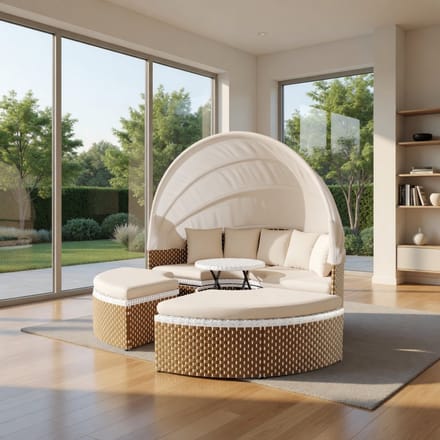 Luxe Uitschuifbare Slaapbank – Beige – Industrohome