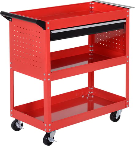 HOMCOM-Werkstatt-Rollwagen-Stahl-82L x 35B x 76H cm-Schwarz+rot