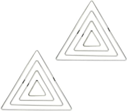 Driehoek Hoepels - Macrame Ringen - Krans Decoratie - Stevig Metaal - 8 Stuks 4 Maten - Zilver