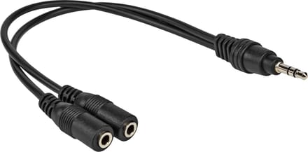 Jack splitter kabel - 3.5 mm - 0.2 meter - Zwart - Allteq