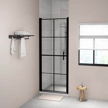 vidaXL - Douchedeuren - 81x195 - cm - gehard - glas - zwart
