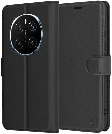 Hoesje geschikt voor HONOR Magic7 Pro - Techsuit Leather Folio Book Wallet Case - Zwart