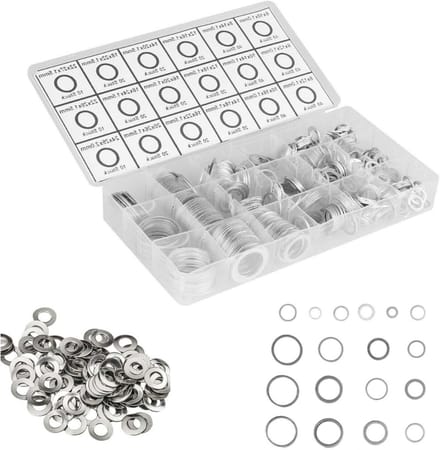 450pcs multifunctionele cilinderafdichtingen voor olieafvoerplug, aluminium afdichtingsringen en wasmachines