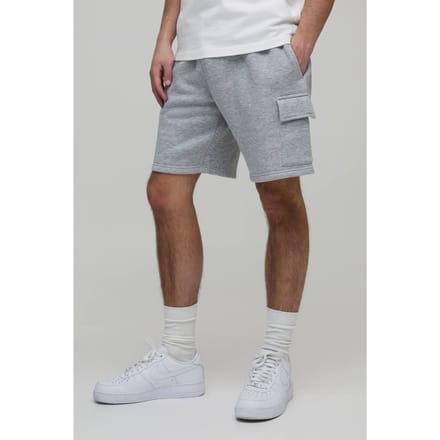 Essential Relaxed Fit Cargo Jersey Short | Grey Marl | Size Small