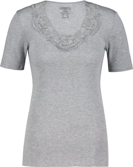 Toker Dames Shirt met kant - Grijs - 100% katoen - Maat 48/50