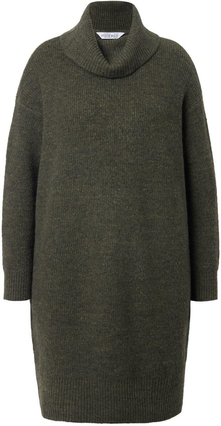 Studio Untold - Dames - Gebreide mini-jurk oversized colkraag lange mouw - Palmboomgroen - Maat 54+