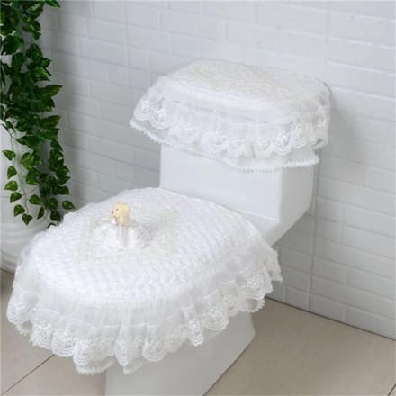 Toiletkussen Set - Toilet Covers - Badkamer Comfort - Zachte Katoen Vulling - Universeel Vierkant - Wit