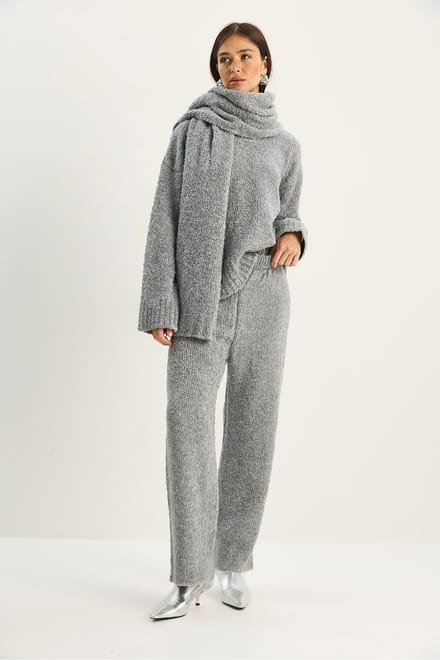 Oversized Geribbelde Brei Twee-Delige Set