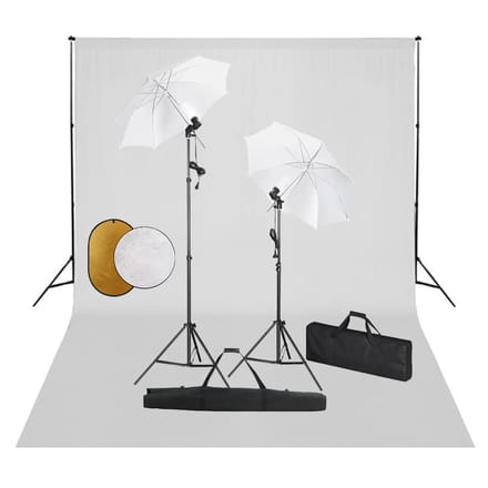 vidaXL - Fotostudioset - met - lampen, - paraplu's, - achtergrond - en - reflector