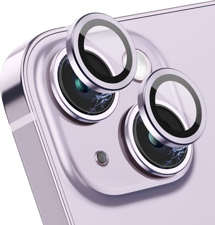 Screenprotector geschikt voor iPhone 14 / iPhone 14 Plus Camera Protector - Paars - Eenvoudige Installatie - Camera Lens Protector geschikt voor iPhone 14 - Aluminium - Gehard Glas - Screenprotector