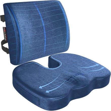 Zitkussen en Lendensteun voor Bureaustoel - Memory Foam Antislip Rug- en Zitsteun