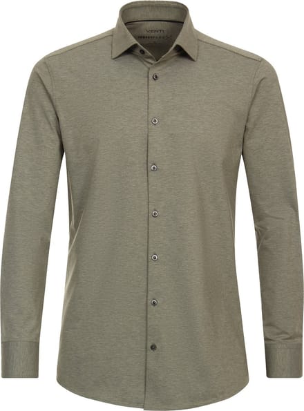VENTI modern fit overhemd - jersey - groen - Strijkvrij - Boordmaat: 48
