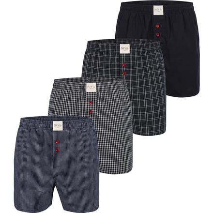 Phil & Co Heren Wijde Boxershorts Mulitpack 4-Pack Zwart - Maat 3XL