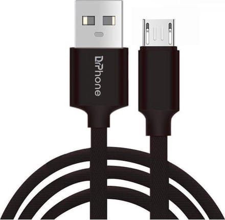DrPhone HybridX - 3 Meter Kabel - Data + Opladen - Speakers / Koptelefoon - Micro USB - Oplaadkabel – Zwart