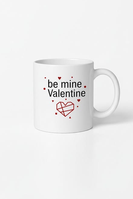 Valentijn Mok "Be Mine Valentine" met Geometrisch Hart - Romantisch Cadeau