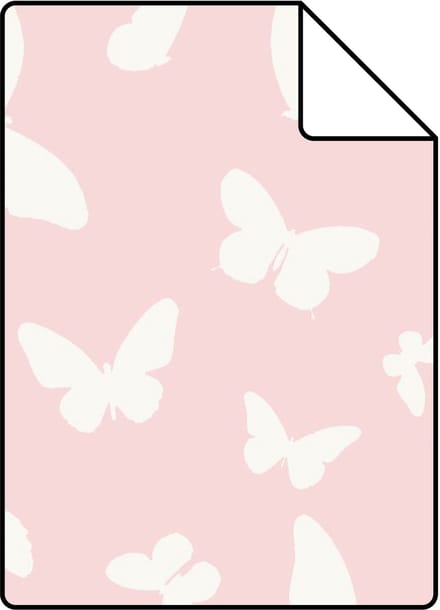 Proefstaal Origin Wallcoverings behang vlinders glanzend roze en wit - 26,5 x 21 cm - 347691-S