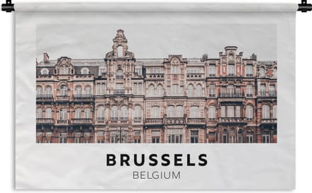 Wandkleed - Wanddoek - België - Brussel - Huizen - 60x40 cm - Wandtapijt